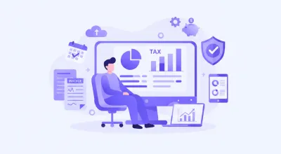 Ilustración de una persona calculando anticipos de IRPF con documentos fiscales y un calendario de vencimientos en Uruguay
