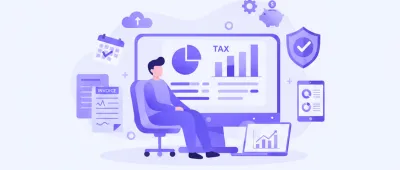 Ilustración de una persona calculando anticipos de IRPF con documentos fiscales y un calendario de vencimientos en Uruguay