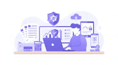Persona revisando su cuenta corriente tributaria de Ingresos Brutos en una computadora, con documentos de retenciones y percepciones sobre el escritorio