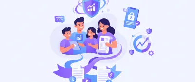 Ilustración de un trabajador peruano recibiendo la asignación familiar junto a su familia