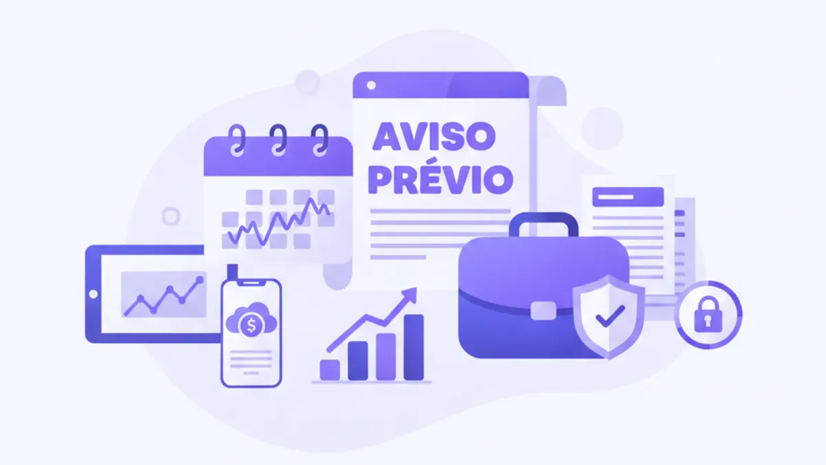 Ilustração de calendário e documentos de aviso prévio