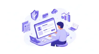Ilustração de um empreendedor preenchendo o cadastro de MEI