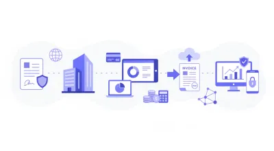 Ilustración flat vector que muestra los pasos para abrir una empresa en Uruguay: documentos, formularios y aprobación oficial