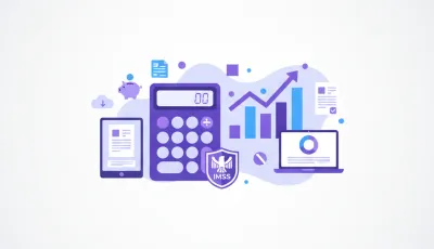Ilustración vectorial de cálculo de pensión del IMSS con gráficos y números