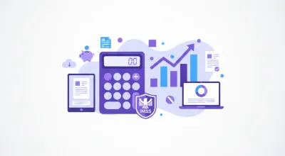 Ilustración vectorial de cálculo de pensión del IMSS con gráficos y números
