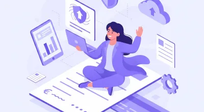 Empreendedor brasileiro comemorando primeira venda online no notebook com ícones de NF-e, MEI e gráfico de crescimento ao fundo