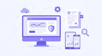Ilustración vectorial de una pantalla de computadora mostrando la plataforma DIAN con facturas electrónicas