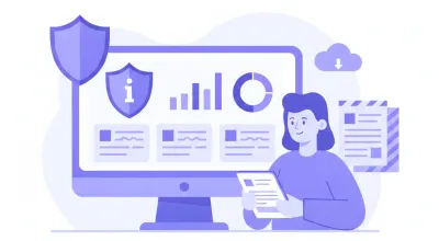 Ilustración vectorial de un trabajador consultando su saldo INFONAVIT en una pantalla