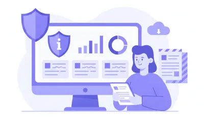 Ilustración vectorial de un trabajador consultando su saldo INFONAVIT en una pantalla