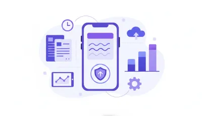 Ilustración de una pantalla de móvil mostrando la app IMSS Digital con datos de semanas cotizadas