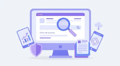 Ilustração mostrando a busca de nota fiscal por chave de acesso em um portal digital