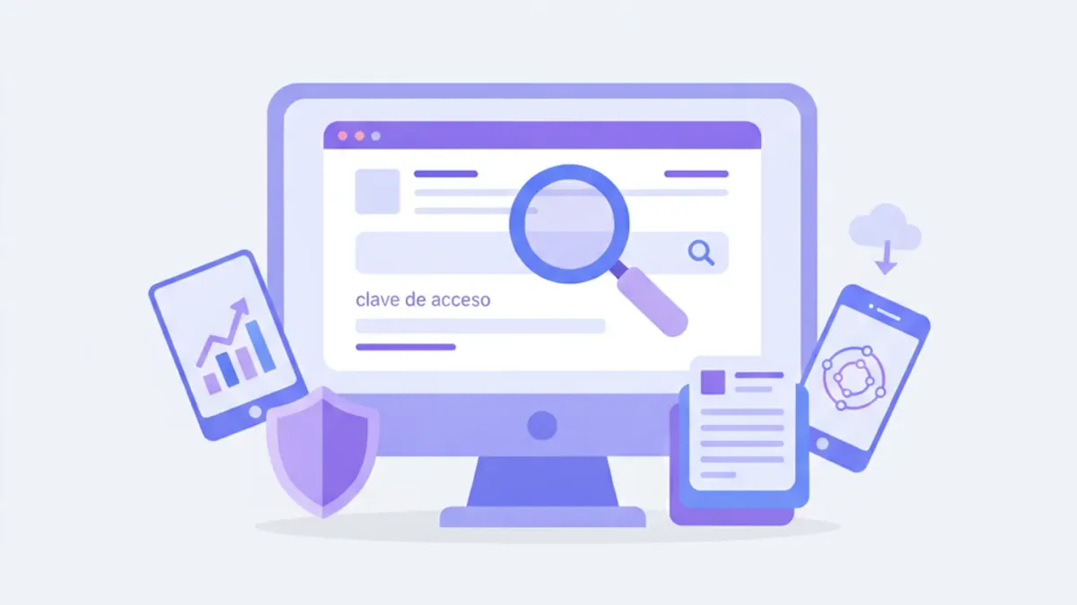 Ilustração mostrando a busca de nota fiscal por chave de acesso em um portal digital