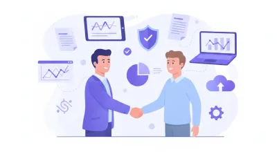 Ilustración de un empleador uruguayo dando la bienvenida a su primer empleado en una oficina moderna con documentos de BPS y DGI sobre el escritorio
