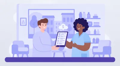 Dueño de un comercio entregándole un checklist a una empleada para delegar una tarea