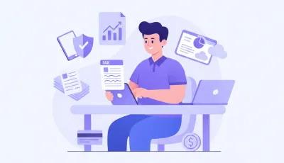 Ilustração de um empreendedor preenchendo o formulário de desenquadramento do MEI