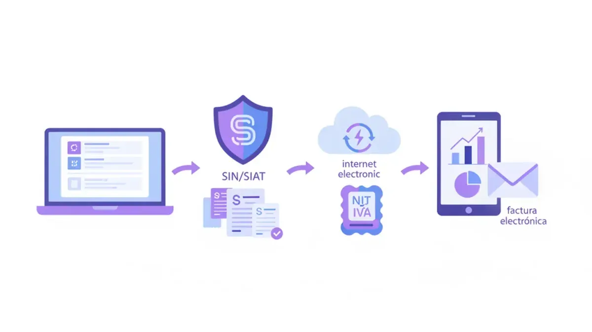 Persona emitiendo una factura por internet desde el portal web del SIN en Bolivia
