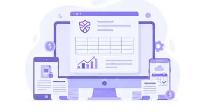 Ilustración vectorial de factura electrónica con iconos de SII y computadora