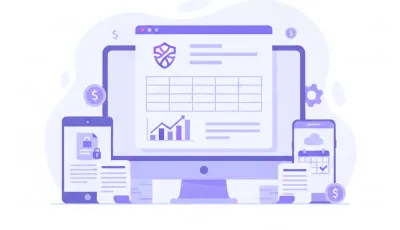 Ilustración vectorial de factura electrónica con iconos de SII y computadora