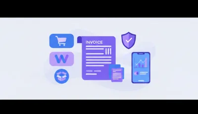 Ilustración de factura electrónica con logos de OXXO y Walmart