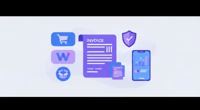 Ilustración de factura electrónica con logos de OXXO y Walmart