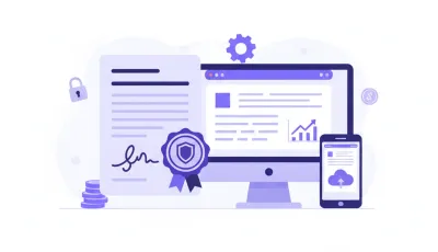 Ilustración de facturación electrónica en Uruguay con CFE, certificado digital y logo de la DGI