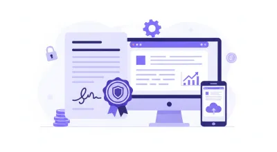 Ilustración de facturación electrónica en Uruguay con CFE, certificado digital y logo de la DGI