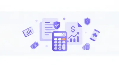 Ilustración vectorial de cálculo de finiquito con documentos y calculadora