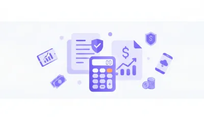 Ilustración vectorial de cálculo de finiquito con documentos y calculadora