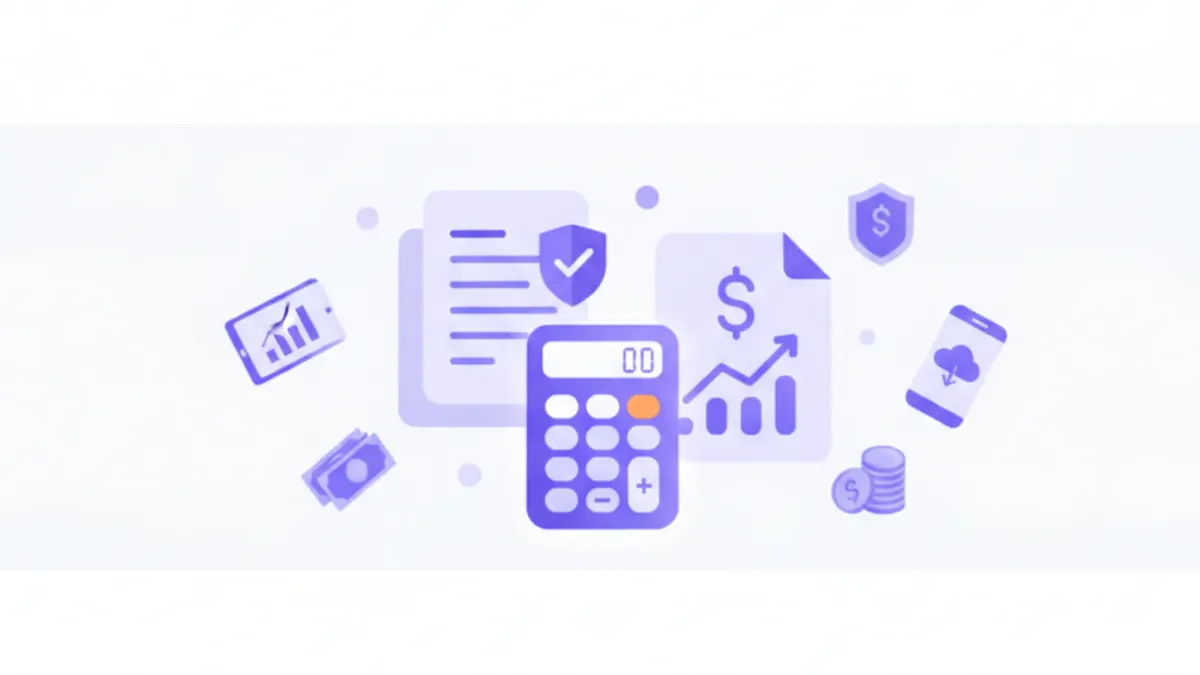 Ilustración vectorial de cálculo de finiquito con documentos y calculadora