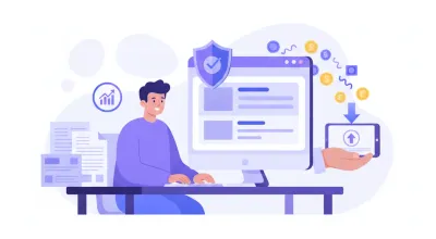 Ilustración vectorial de un contribuyente revisando su portal del SAT y recibiendo una devolución de impuestos