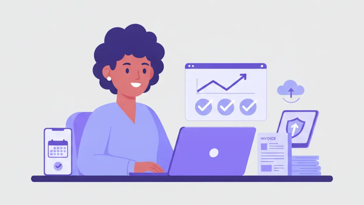 Empreendedor brasileiro analisando dashboard de vendas online sem comissões com gráficos de lucro e notas fiscais