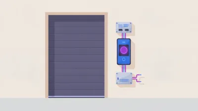 Ilustración de una puerta de depósito con un relé eléctrico y un lector de acceso junto al marco