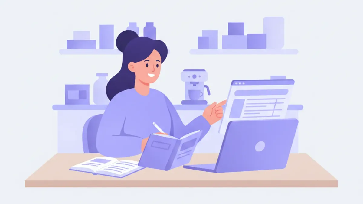 Emprendedor revisando el presupuesto de inversión inicial de un local comercial en una laptop y un cuaderno
