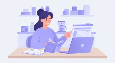 Emprendedor revisando el presupuesto de inversión inicial de un local comercial en una laptop y un cuaderno