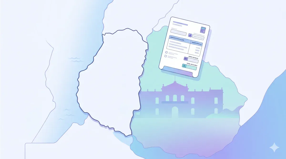 Mapa de Entre Ríos con el Palacio San José al fondo y un dispositivo mostrando el portal DGR