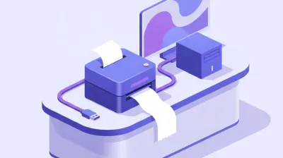 Ilustración de una pantalla de Windows mostrando el panel de impresoras y escáneres con una impresora térmica agregada