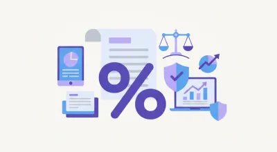 Ilustración de documentos fiscales y símbolo de porcentaje representando exoneraciones de IVA en Uruguay