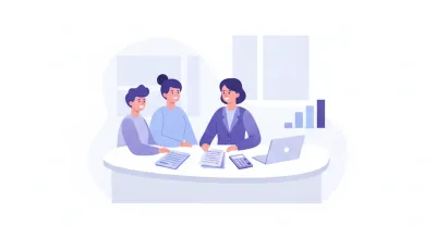 Dueños de una pyme reunidos con un asesor bancario revisando documentos y una calculadora para financiar su negocio