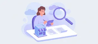 Emprendedor revisando un contrato de franquicia sobre un escritorio junto a una maqueta de local comercial