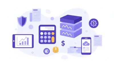 Ilustración vectorial de cálculo del impuesto global complementario con gráficos y tablas