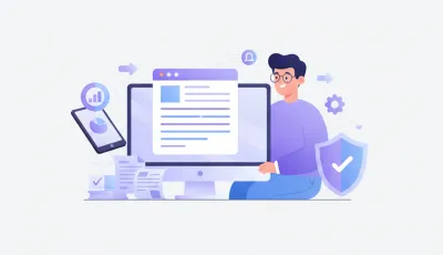 Ilustración vectorial de un emprendedor chileno completando el formulario de inicio de actividades en el portal del SII