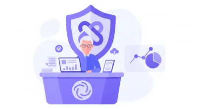 Ilustración flat de persona mayor recibiendo su jubilación del BPS de Uruguay, con elementos de seguridad social y pesos uruguayos en estilo vectorial violeta y azul