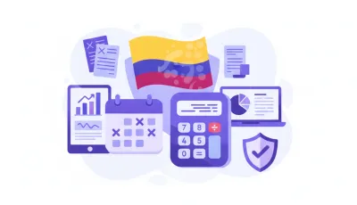 Ilustración vectorial de cálculo de vacaciones laborales en Colombia
