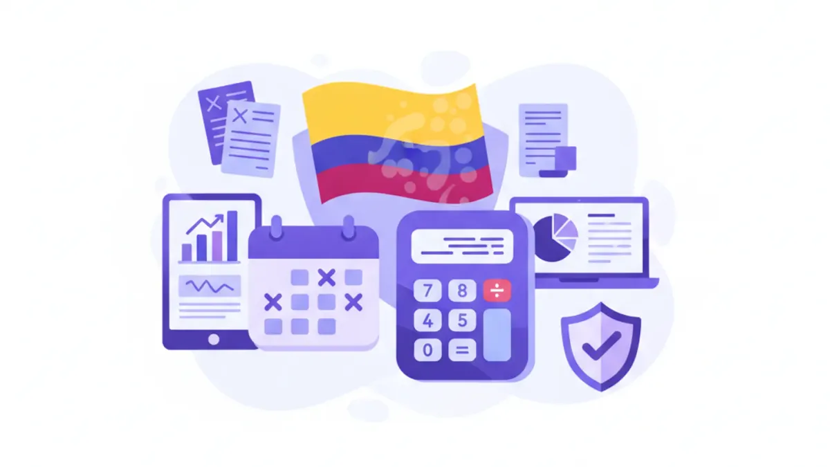 Ilustración vectorial de cálculo de vacaciones laborales en Colombia