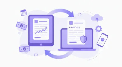 Ilustración de dos documentos fiscales con íconos de efectivo, tarjeta de crédito y transferencia bancaria representando método de pago y forma de pago en el CFDI de México