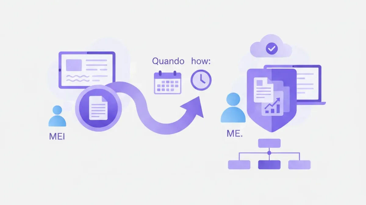 Empreendedor analisando a migração de MEI para Microempresa no computador