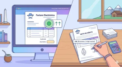 Comprobante de nota de débito electrónica AFIP en pantalla con el código CAE resaltado