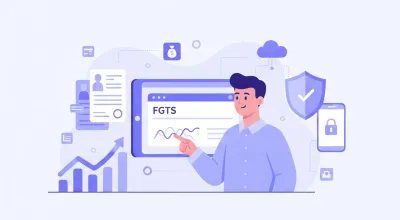 Ilustração vetorial mostrando um trabalhador recebendo o extrato do FGTS