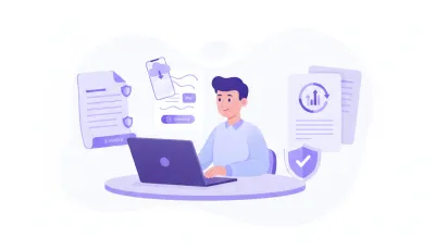 Ilustração vetorial mostrando um microempreendedor preenchendo o DAS online