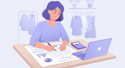 Dueño de una pyme revisando un plan de negocios impreso con gráficos y tablas de proyección